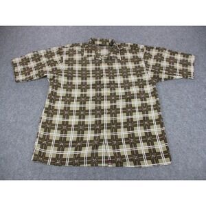 VINTAGE Solo Semore Shirt Mens Extra Large Beige Brown Plaid Button Up Pocket
